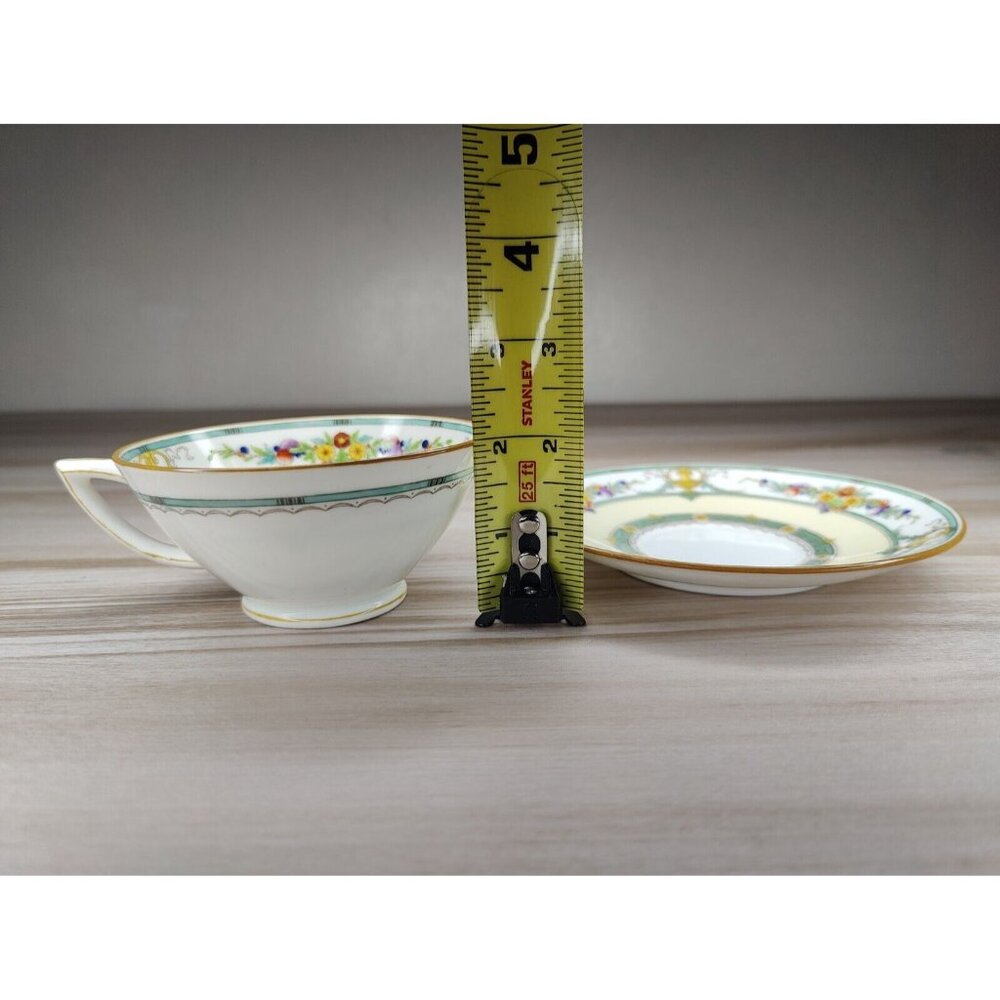 Mintons Helena Dark Green Footed Cup And Saucer England Bone China - Picture 12 of 12